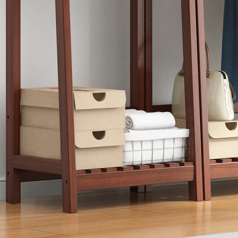 Armario contemporáneo Armario Pine Wood Armoire con barra de prenda para el hogar