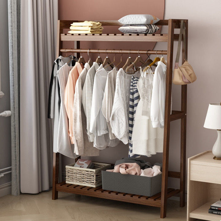 Armario contemporáneo Armario Pine Wood Armoire con barra de prenda para el hogar