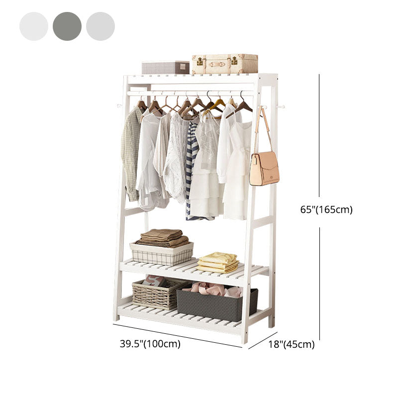 Armario contemporáneo Armario Pine Wood Armoire con barra de prenda para el hogar