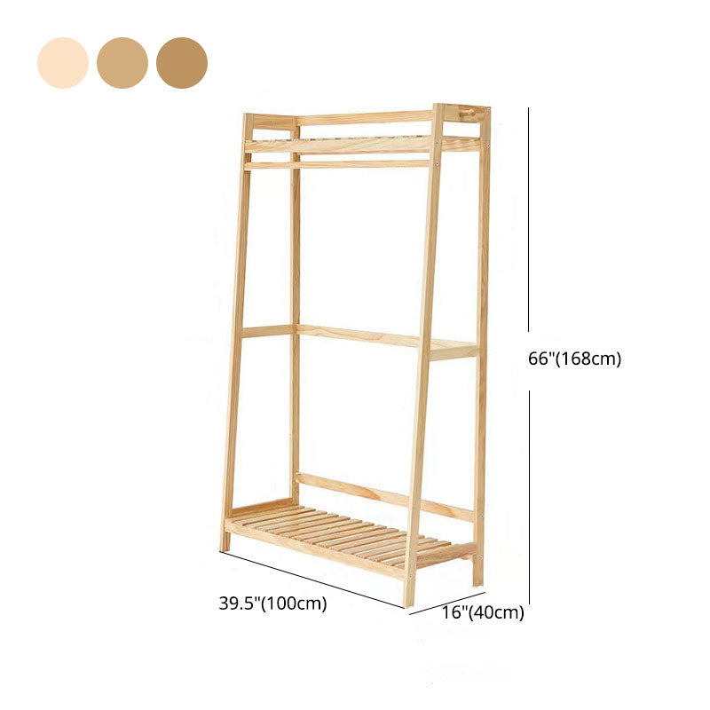 Armario contemporáneo Armario Pine Wood Armoire con barra de prenda para el hogar