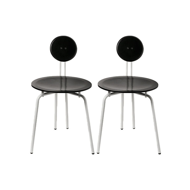 Moderne armloze eetkamerstoel metalen frame open rug eetkamerstoel voor eetkamer