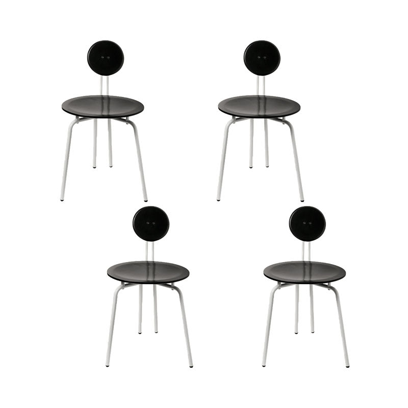 Moderne armloze eetkamerstoel metalen frame open rug eetkamerstoel voor eetkamer