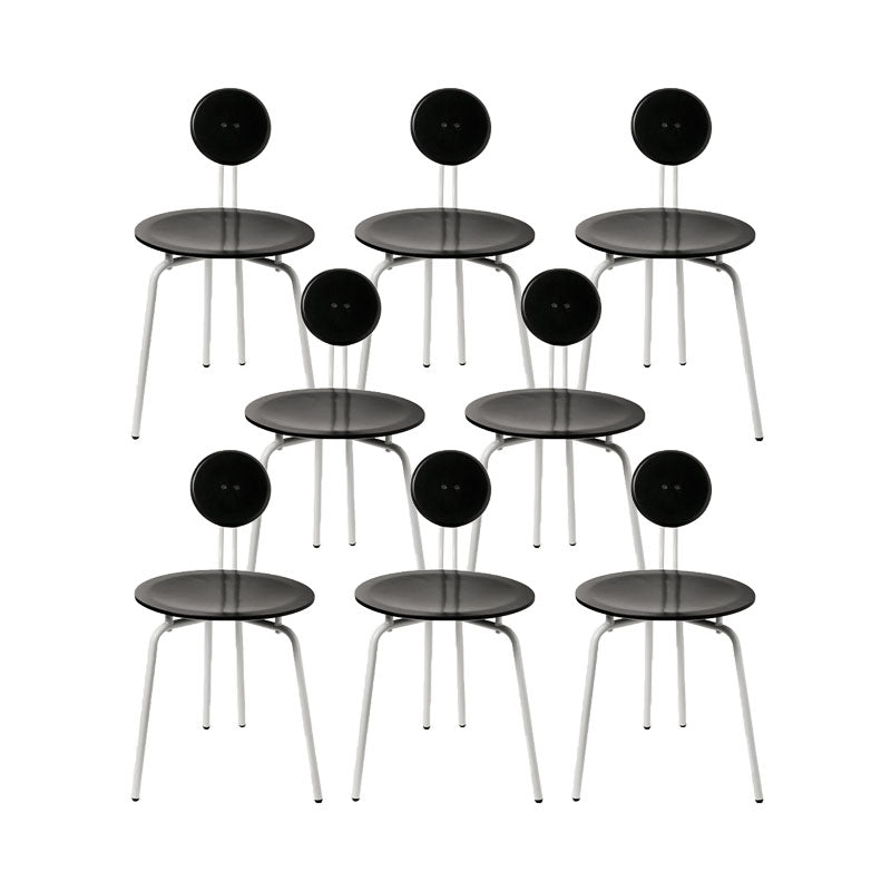 Moderne armloze eetkamerstoel metalen frame open rug eetkamerstoel voor eetkamer