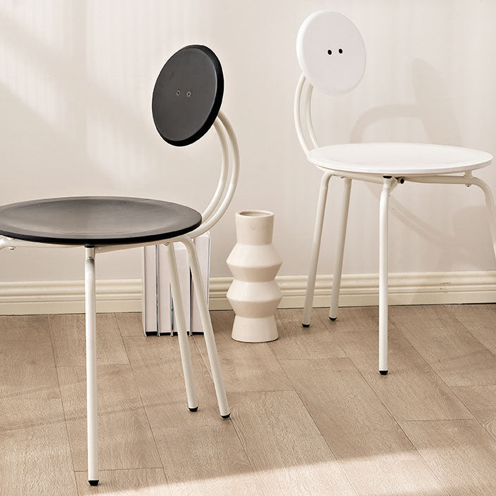 Moderne armloze eetkamerstoel metalen frame open rug eetkamerstoel voor eetkamer