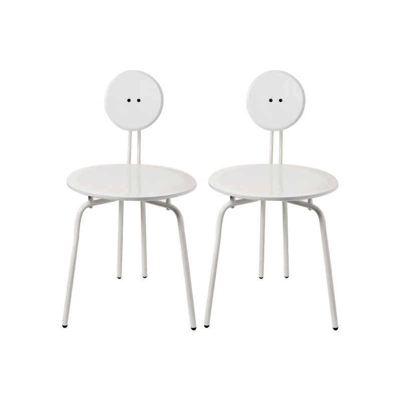 Moderne armloze eetkamerstoel metalen frame open rug eetkamerstoel voor eetkamer