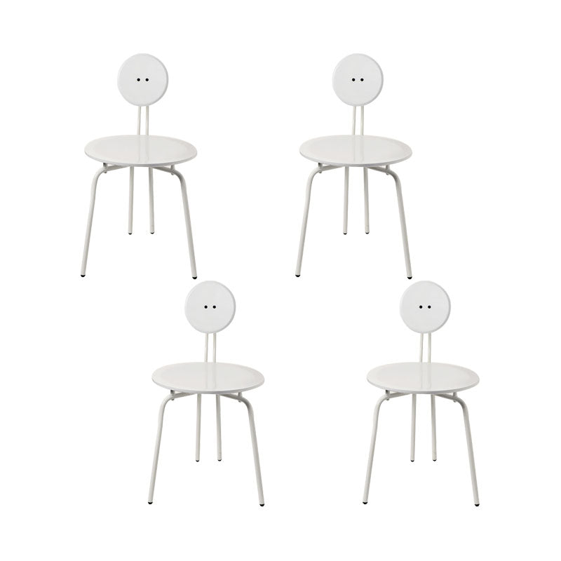 Moderne armloze eetkamerstoel metalen frame open rug eetkamerstoel voor eetkamer