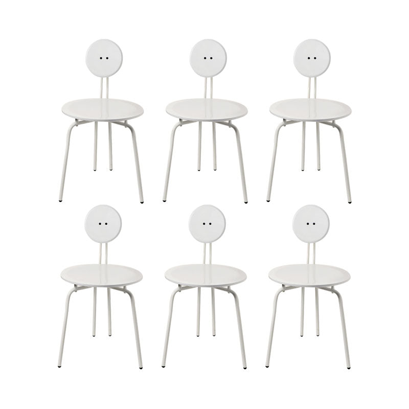 Moderne armloze eetkamerstoel metalen frame open rug eetkamerstoel voor eetkamer