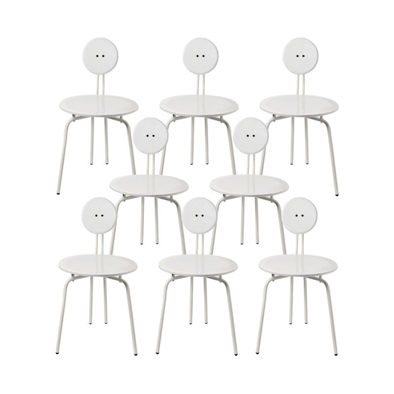 Moderne armloze eetkamerstoel metalen frame open rug eetkamerstoel voor eetkamer