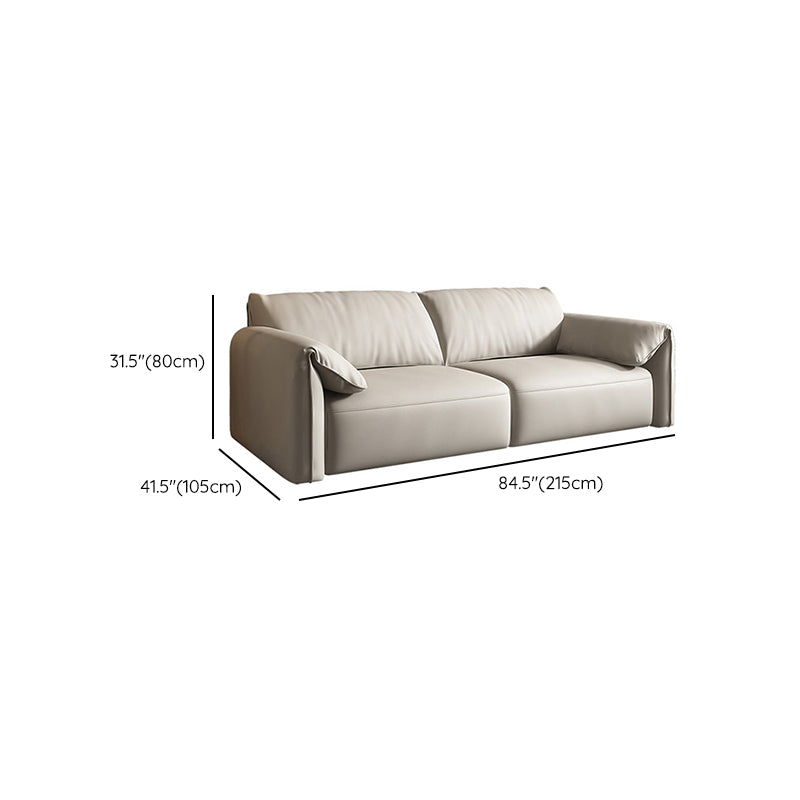 Contemporary Leather Wood Frame Pillow Top Arm Sofa For Living Room