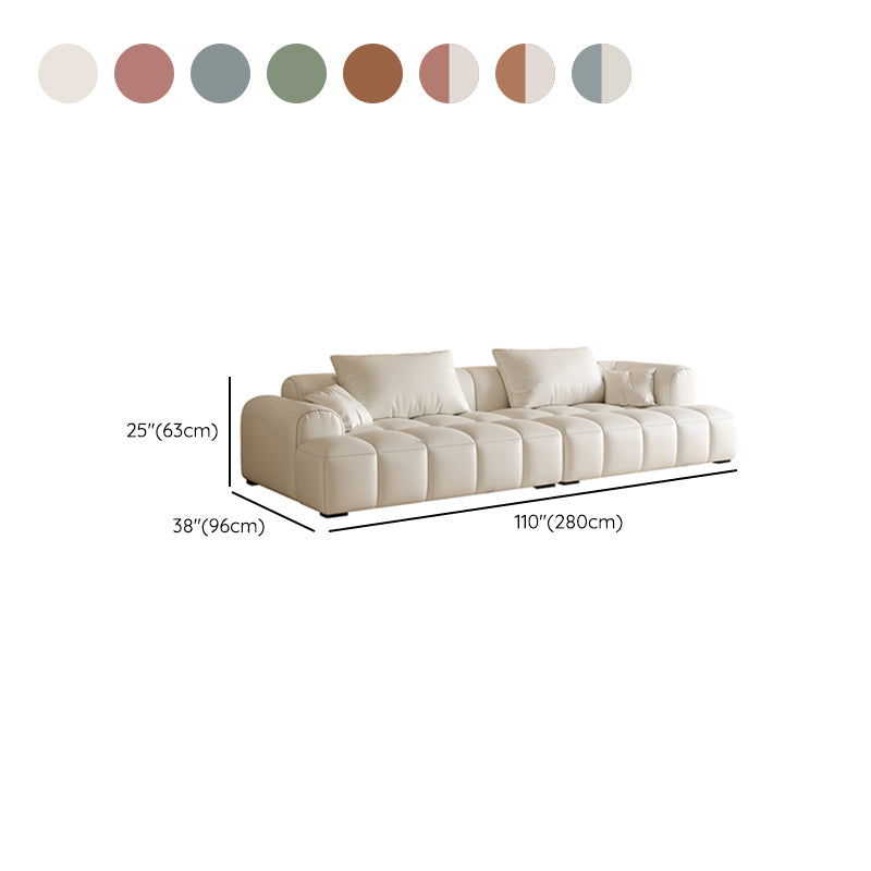 Scandinavian Faux Leather Pillow Back Recessed Arm Sofa For Living Room Clearhalo 'furn' 'furn_sofas' 'Furniture' 'Living Room Furniture' 'Sofa' 'sofas' 7671627