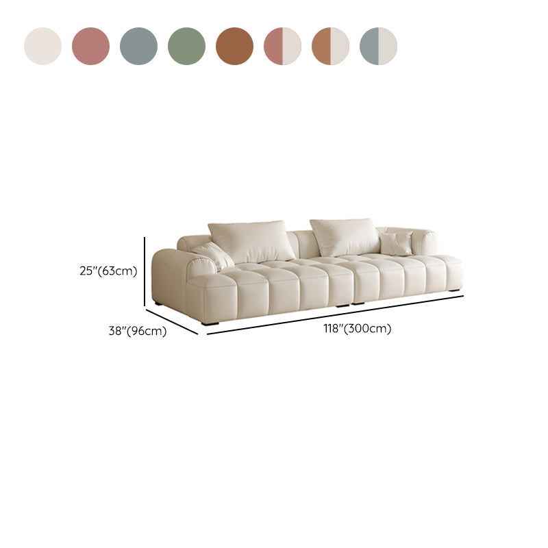 Scandinavian Faux Leather Pillow Back Recessed Arm Sofa For Living Room Clearhalo 'furn' 'furn_sofas' 'Furniture' 'Living Room Furniture' 'Sofa' 'sofas' 7671628