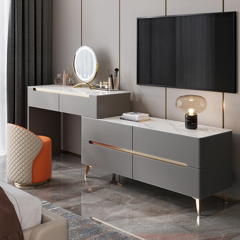 Contemporaneo con cassetto tavolo da toeletta a specchio illuminato per camera da letto metallico