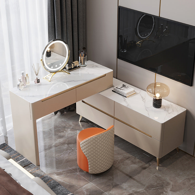 Contemporaneo con cassetto tavolo da toeletta a specchio illuminato per camera da letto metallico