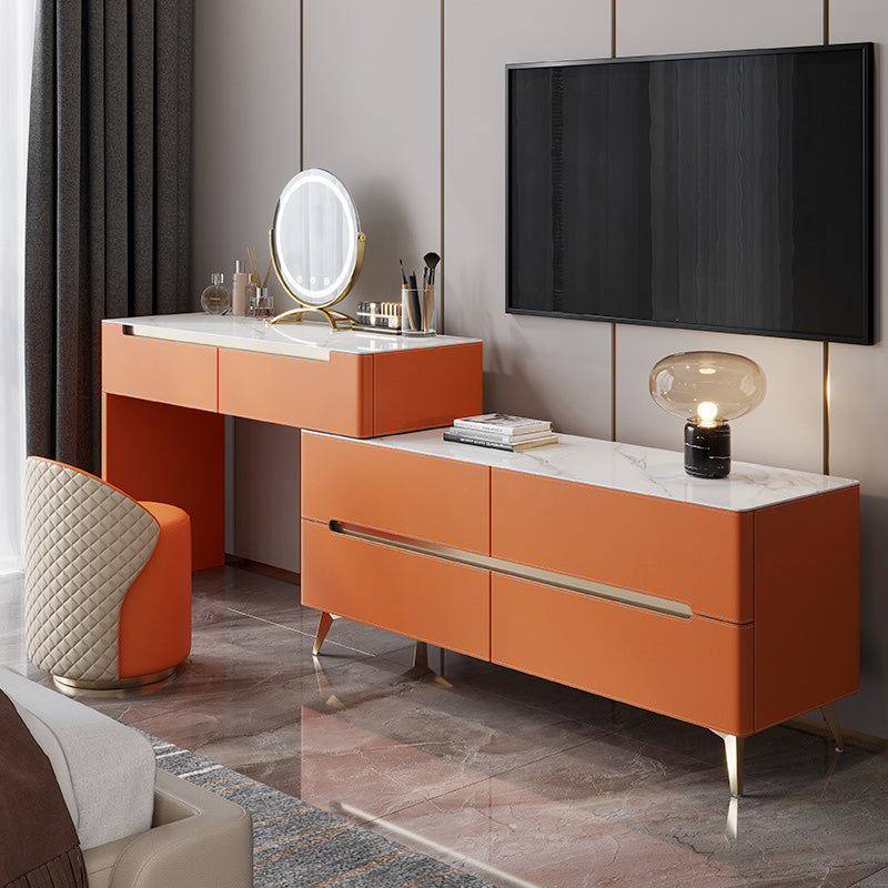 Contemporaneo con cassetto tavolo da toeletta a specchio illuminato per camera da letto metallico