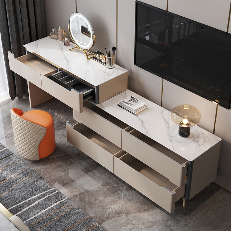 Contemporaneo con cassetto tavolo da toeletta a specchio illuminato per camera da letto metallico