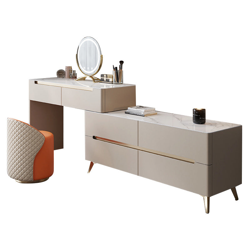 Contemporaneo con cassetto tavolo da toeletta a specchio illuminato per camera da letto metallico