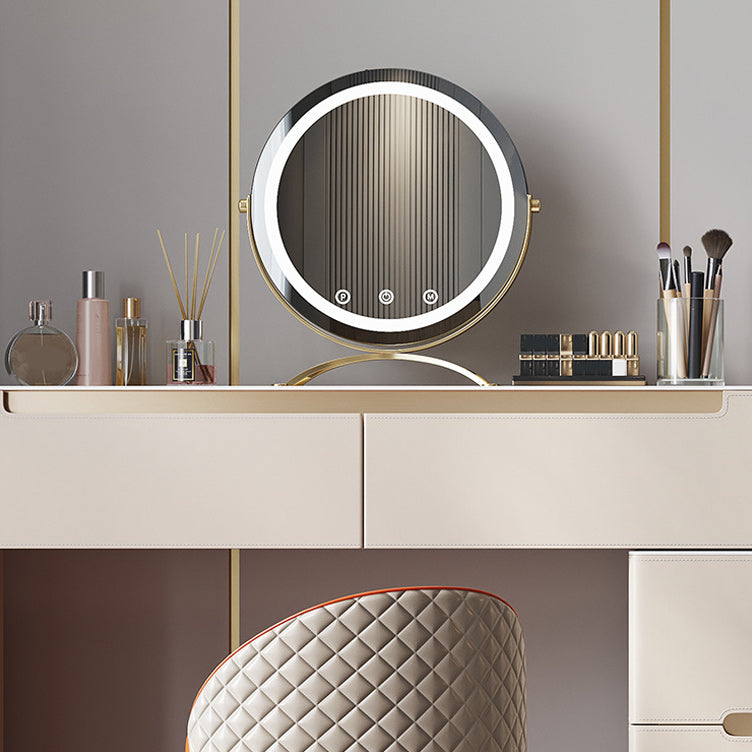 Contemporaneo con cassetto tavolo da toeletta a specchio illuminato per camera da letto metallico