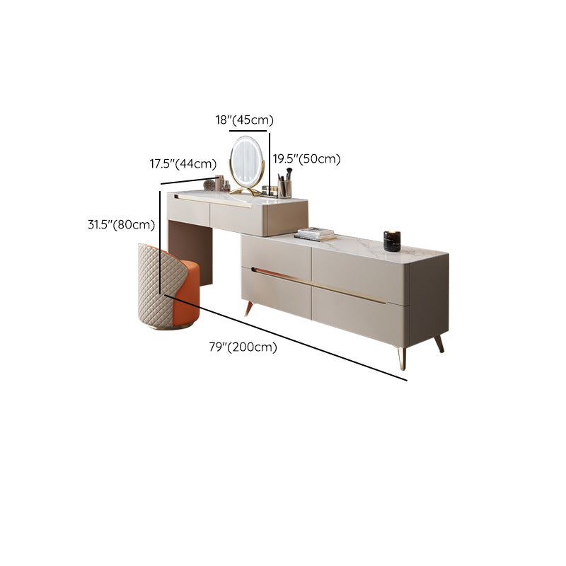 Contemporaneo con cassetto tavolo da toeletta a specchio illuminato per camera da letto metallico