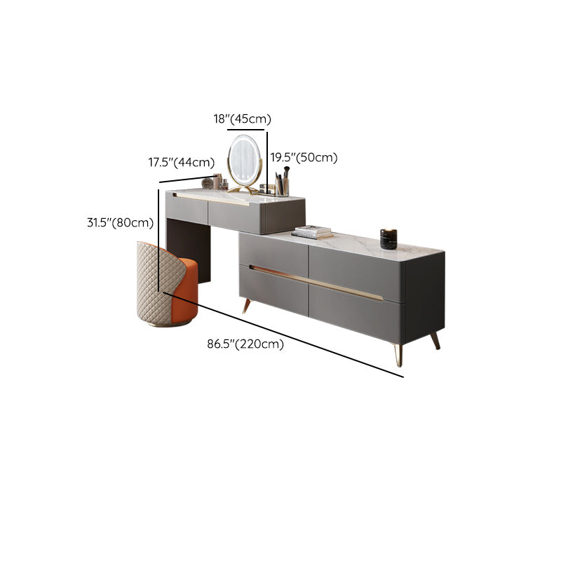 Contemporaneo con cassetto tavolo da toeletta a specchio illuminato per camera da letto metallico