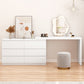 White Bedroom Lighted Mirror Wooden With Drawer Vanity Dressing Table Makeup Vanity (47") & Dresser(47") & Mirror & Vanity Stool Clearhalo 'Bedroom Furniture' 'furn' 'furn_makeup_vanities' 'Furniture' 'Makeup Vanities' 'makeup_vanities' 7672356
