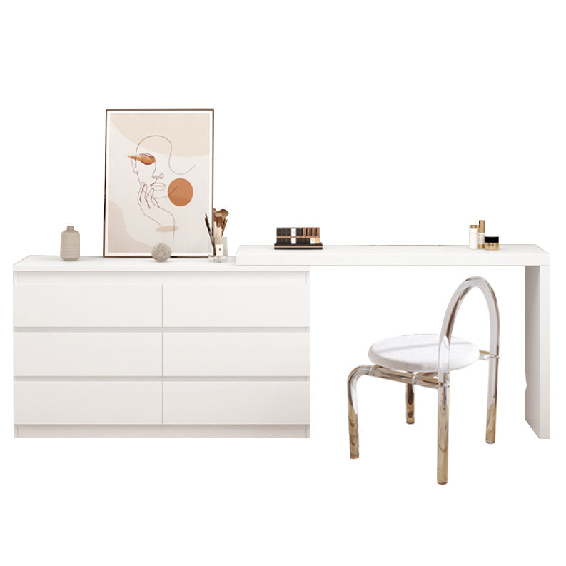 White Bedroom Lighted Mirror Wooden With Drawer Vanity Dressing Table Makeup Vanity (31") & Dresser(47") & Vanity Chair Clearhalo 'Bedroom Furniture' 'furn' 'furn_makeup_vanities' 'Furniture' 'Makeup Vanities' 'makeup_vanities' 7672360