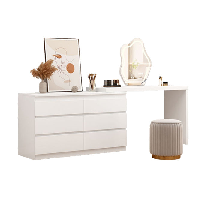 White Bedroom Lighted Mirror Wooden With Drawer Vanity Dressing Table Clearhalo 'Bedroom Furniture' 'furn' 'furn_makeup_vanities' 'Furniture' 'Makeup Vanities' 'makeup_vanities' 7672363