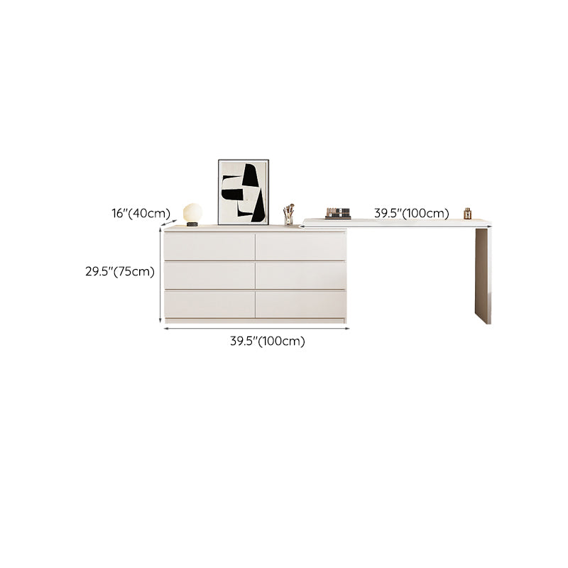 Moderno con cassetto camera da letto in legno bianco con tavolo da toeletta a specchio di feci
