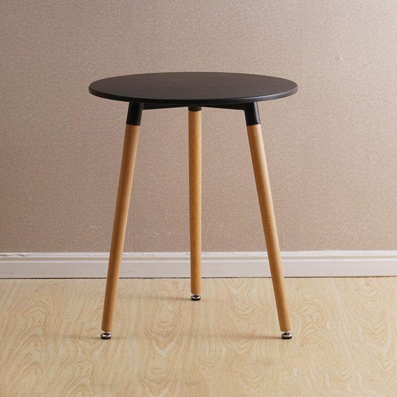 Wooden Dining Room Table for 2 Person with Natural Wood Legs Round Black 23.6"L x 23.6"W x 27.6"H Clearhalo 'Dining Tables & Seating' 'Dining Tables' 'dining_table' 'furn' 'furn_dining_table' 'Furniture' 'Kitchen & Dining Furniture' 7672397