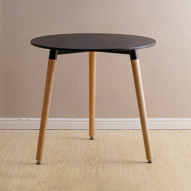 Wooden Dining Room Table for 2 Person with Natural Wood Legs Round Black Clearhalo 'Dining Tables & Seating' 'Dining Tables' 'dining_table' 'furn' 'furn_dining_table' 'Furniture' 'Kitchen & Dining Furniture' 7672398