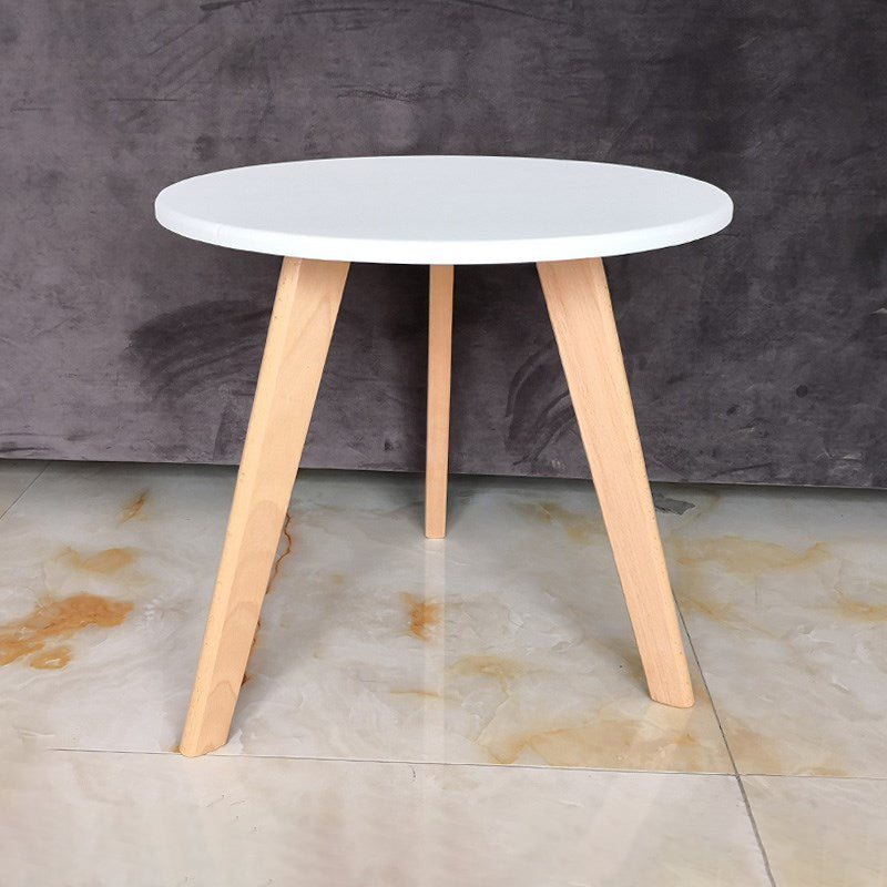 Wooden Dining Room Table for 2 Person with Natural Wood Legs Round White 20"L x 20"W x 18"H Clearhalo 'Dining Tables & Seating' 'Dining Tables' 'dining_table' 'furn' 'furn_dining_table' 'Furniture' 'Kitchen & Dining Furniture' 7672401