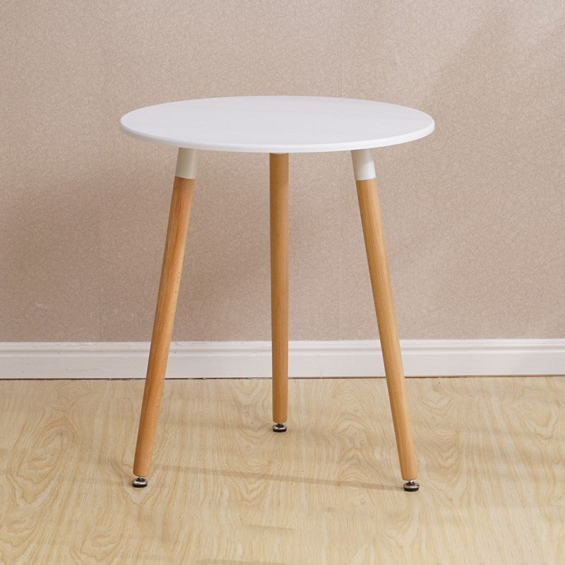 Wooden Dining Room Table for 2 Person with Natural Wood Legs Round White 23.6"L x 23.6"W x 27.6"H Clearhalo 'Dining Tables & Seating' 'Dining Tables' 'dining_table' 'furn' 'furn_dining_table' 'Furniture' 'Kitchen & Dining Furniture' 7672402