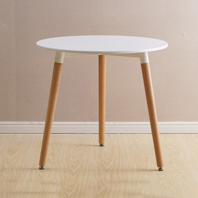 Wooden Dining Room Table for 2 Person with Natural Wood Legs Round White Clearhalo 'Dining Tables & Seating' 'Dining Tables' 'dining_table' 'furn' 'furn_dining_table' 'Furniture' 'Kitchen & Dining Furniture' 7672404