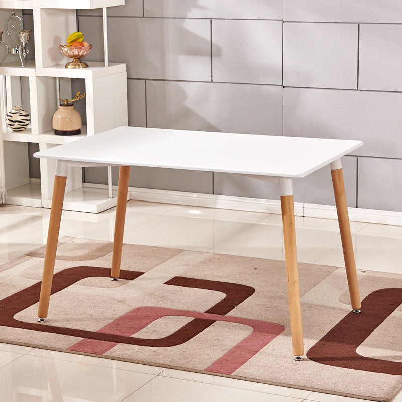 Wooden Dining Room Table for 2 Person with Natural Wood Legs Rectangle White 47.2"L x 23.6"W x 29.5"H Clearhalo 'Dining Tables & Seating' 'Dining Tables' 'dining_table' 'furn' 'furn_dining_table' 'Furniture' 'Kitchen & Dining Furniture' 7672410