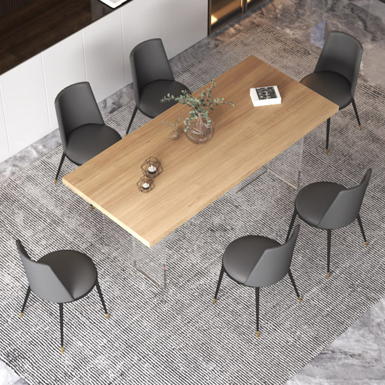 Modern Solid Wood Tabletop Dining Table for Small Space Acrylic Base Clearhalo 'Dining Tables & Seating' 'Dining Tables' 'dining_table' 'furn' 'furn_dining_table' 'Furniture' 'Kitchen & Dining Furniture' 7672423