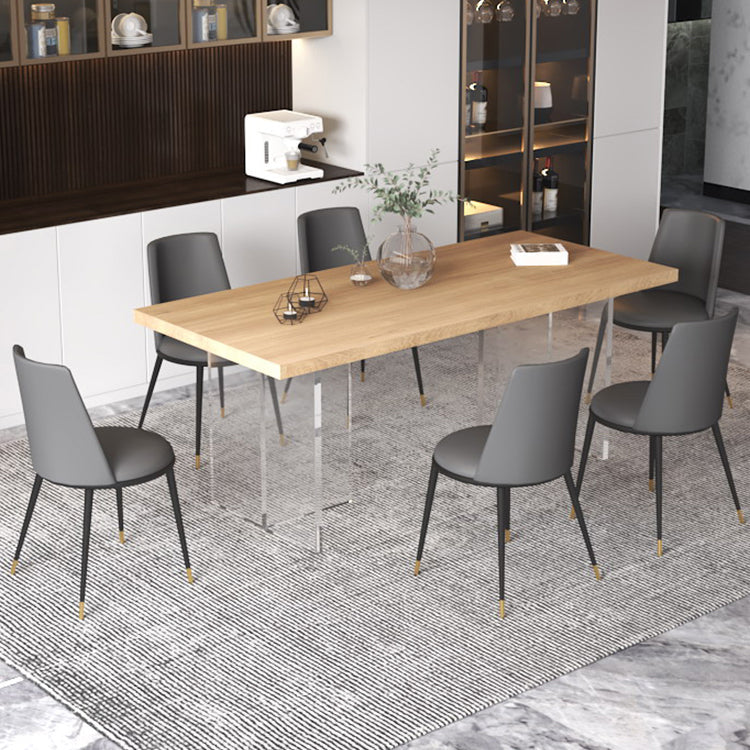 Modern Solid Wood Tabletop Dining Table for Small Space Acrylic Base Clearhalo 'Dining Tables & Seating' 'Dining Tables' 'dining_table' 'furn' 'furn_dining_table' 'Furniture' 'Kitchen & Dining Furniture' 7672424