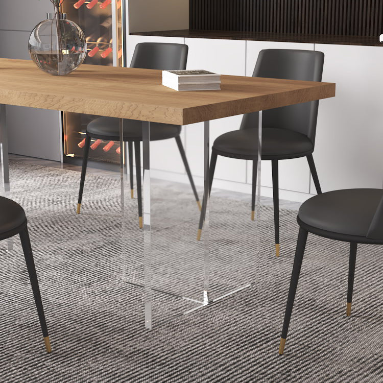 Modern Solid Wood Tabletop Dining Table for Small Space Acrylic Base Clearhalo 'Dining Tables & Seating' 'Dining Tables' 'dining_table' 'furn' 'furn_dining_table' 'Furniture' 'Kitchen & Dining Furniture' 7672428