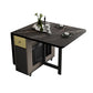 Modern Folding Dining Table Rectangle Tabletop with 2 Drawers Black Without Chairs Clearhalo 'Dining Tables & Seating' 'Dining Tables' 'dining_table' 'furn' 'furn_dining_table' 'Furniture' 'Kitchen & Dining Furniture' 7672437