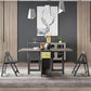 Modern Folding Dining Table Rectangle Tabletop with 2 Drawers Clearhalo 'Dining Tables & Seating' 'Dining Tables' 'dining_table' 'furn' 'furn_dining_table' 'Furniture' 'Kitchen & Dining Furniture' 7672440