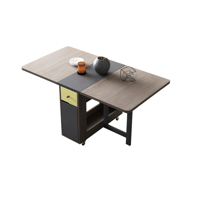 Modern Folding Dining Table Rectangle Tabletop with 2 Drawers Brown Without Chairs Clearhalo 'Dining Tables & Seating' 'Dining Tables' 'dining_table' 'furn' 'furn_dining_table' 'Furniture' 'Kitchen & Dining Furniture' 7672441