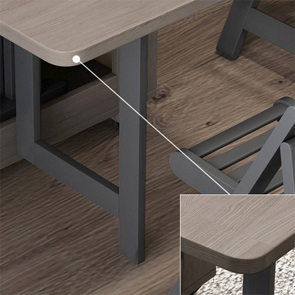 Modern Folding Dining Table Rectangle Tabletop with 2 Drawers Clearhalo 'Dining Tables & Seating' 'Dining Tables' 'dining_table' 'furn' 'furn_dining_table' 'Furniture' 'Kitchen & Dining Furniture' 7672442