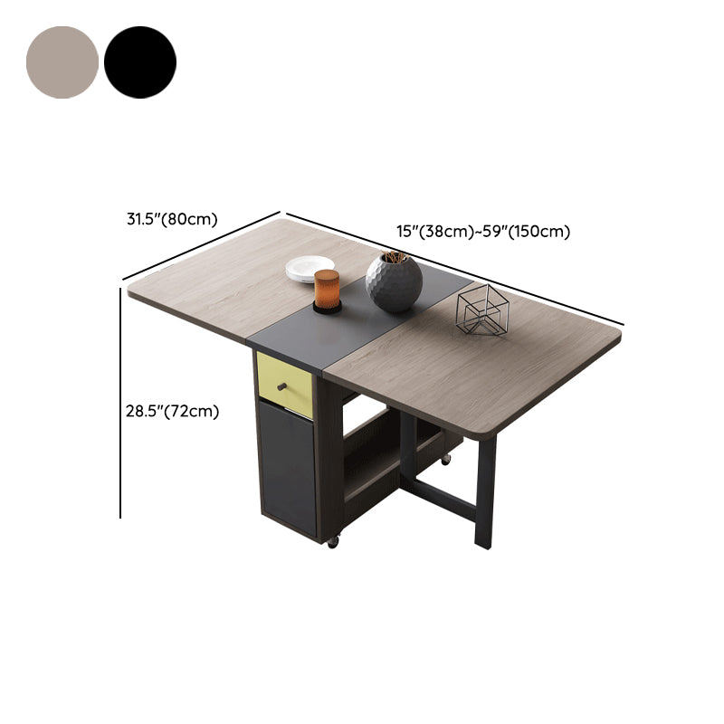 Modern Folding Dining Table Rectangle Tabletop with 2 Drawers Clearhalo 'Dining Tables & Seating' 'Dining Tables' 'dining_table' 'furn' 'furn_dining_table' 'Furniture' 'Kitchen & Dining Furniture' 7672447