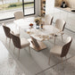 Luxury Rectangular White Stone Top Dining Table with Gold Metal X-Base