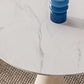 Modern White Top Dining Table for Small Space Linen White Finish Steel Base