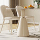 Modern White Top Dining Table for Small Space Linen White Finish Steel Base