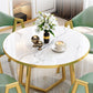 Glam Wood Top Dining Table Round Tabletop with Iron Double Pedestal Base Clearhalo 'Dining Tables & Seating' 'Dining Tables' 'dining_table' 'furn' 'furn_dining_table' 'Furniture' 'Kitchen & Dining Furniture' 7672481