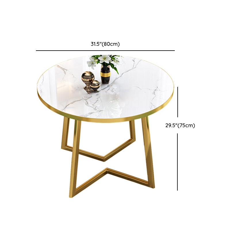 Glam Wood Top Dining Table Round Tabletop with Iron Double Pedestal Base Clearhalo 'Dining Tables & Seating' 'Dining Tables' 'dining_table' 'furn' 'furn_dining_table' 'Furniture' 'Kitchen & Dining Furniture' 7672484