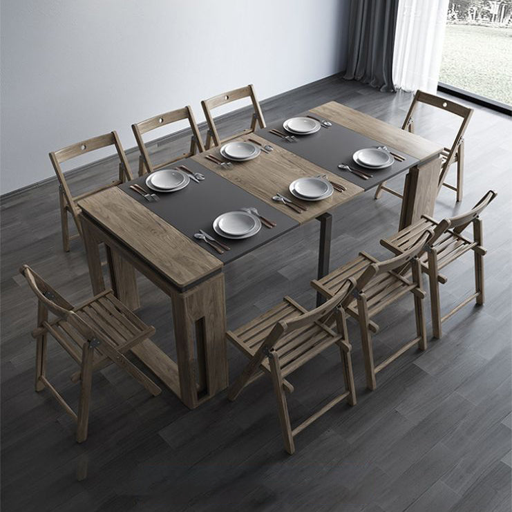 Modern Rectangle Wood Dining Table Extendable for Small Spaces