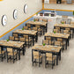 Rectangular Dining Table Wood Tabletop with Steel Trestle Base
