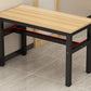 Rectangular Dining Table Wood Tabletop with Steel Trestle Base