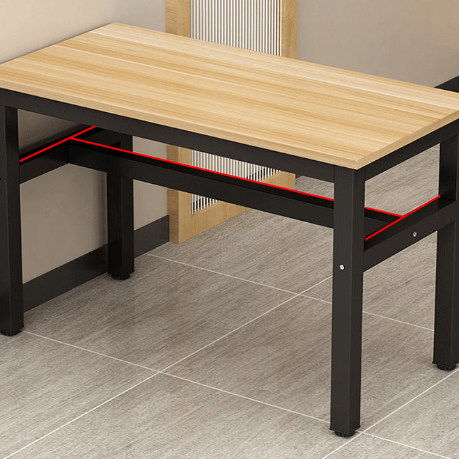 Rectangular Dining Table Wood Tabletop with Steel Trestle Base